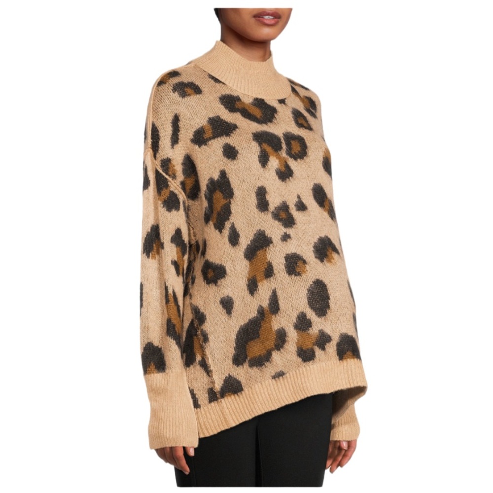 Maternity Pullover Sweater Tan and Brown Animal Cheetah Print by TIME & Tru